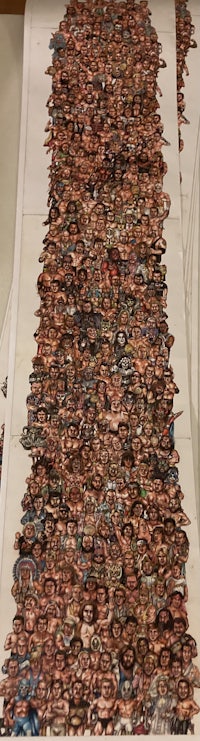 a large sheet of paper with a lot of people on it