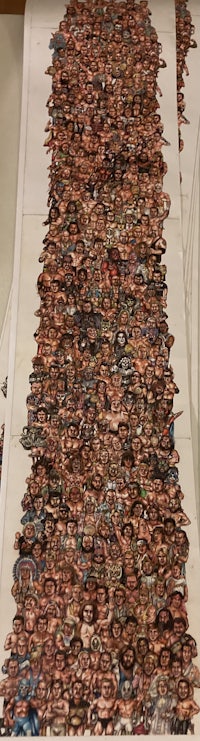 a sheet of paper with a large group of people on it