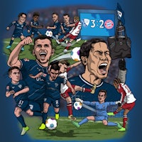 a drawing of a soccer team playing a game