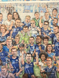 a painting of a group of soccer players